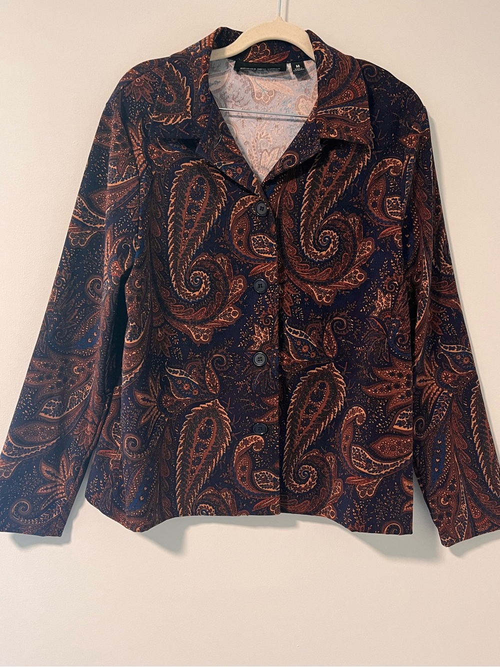 Briggs New York Paisley Shirt Jacket in Navy & Brown Tones